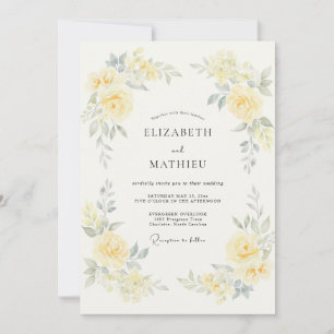 Invitation Jaune Beurré Mariage Estival Serein