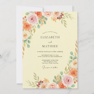 Invitation Jaune Beurre Ranunculus Eucalyptus Doux Mariage
