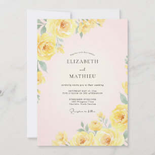 Invitation Jaune Beurre Ranunculus Eucalyptus Mariage Mariage