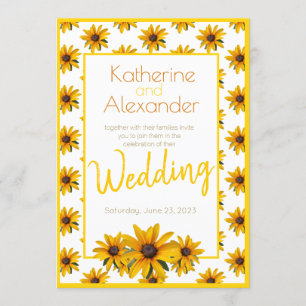 Invitation Jaune Black Eyed Susan Flower Simple Mariage