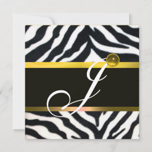 Invitation JAUNE BLACK ZEBRA FUR MONOGRAM, Topaz