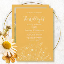 Jaune Blanc Floral Fleur Sauvage Mariage Simple 