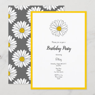 Invitation Jaune blanc marguerite gris jaune blanc marguerite