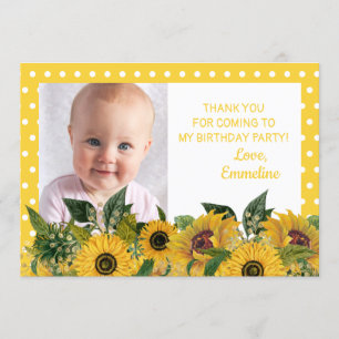 Invitation Jaune Blanc Pissenlit Anniversaire Merci