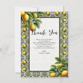 Invitation Jaune Bleu Capri Citron Méditerranée Merci