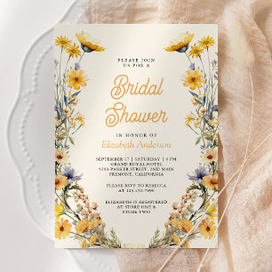Invitation Jaune Bohème Fleurs Sauvages Floral Photo Baby Sho