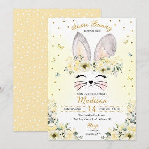 Invitation Jaune Boulet de printemps Oreilles Fleur Couronne