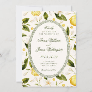 Invitation Jaune citron floral mariage sans couture