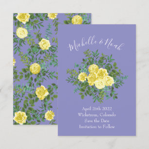 Invitation Jaune clair et Mariage bleu périphérique Date de s