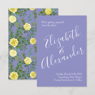Invitation Jaune clair et Mariage bleu périphérique Date de s