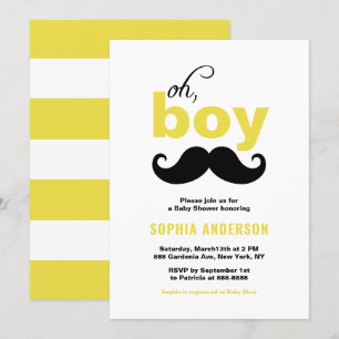 Invitation Jaune classique C'est un Baby shower de moustache 