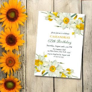 Invitation Jaune Daffodique Blanc Rustique Floral Anniversair