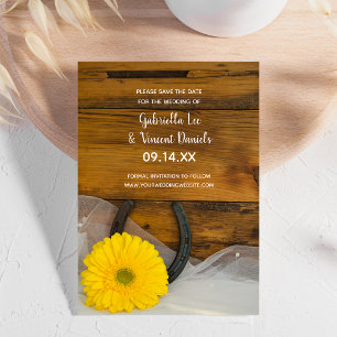 Invitation Jaune Daisy Horseshoe Grotte Mariage Enregistrer l