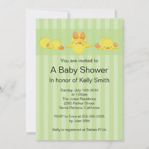 Invitation jaune de baby shower de canard