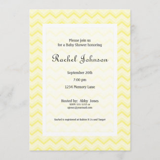 Invitation jaune de baby shower de Chevron