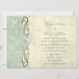 Invitation Jaune doux et floral vert Mariage de printemps