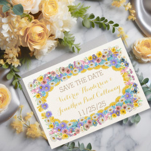 Invitation Jaune Elégance Fleur sauvage Floral Mariage