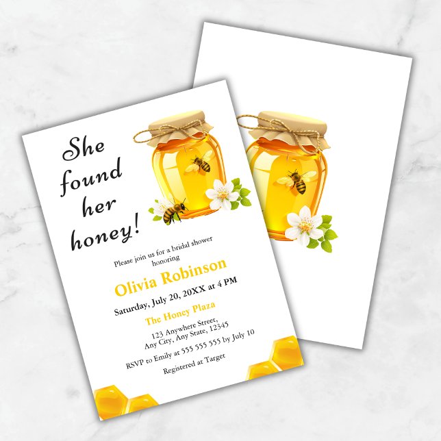 Invitation Jaune Elle A Trouvé Sa Fête des mariées De Miel (Yellow She Found Her Honey Bridal Shower Invitation  )