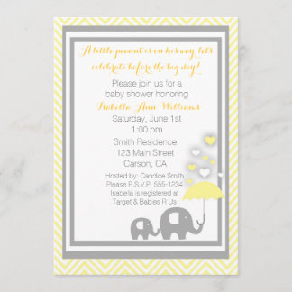 Invitation Jaune et gris d'invitation de baby shower