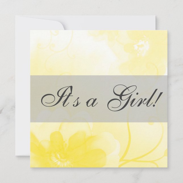 Invitation jaune et grise chic de baby shower de (Devant)