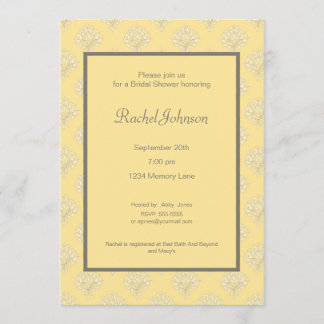 Invitation jaune et grise de Fête de la mariée