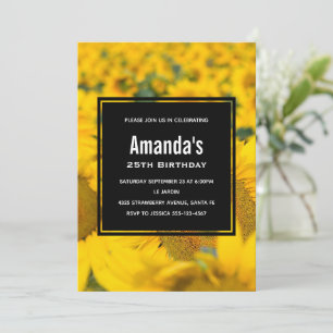 Invitation Jaune Fleur de soleil Anniversaire