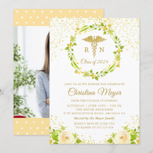 Invitation Jaune Floral Gold Nursing Party Photo