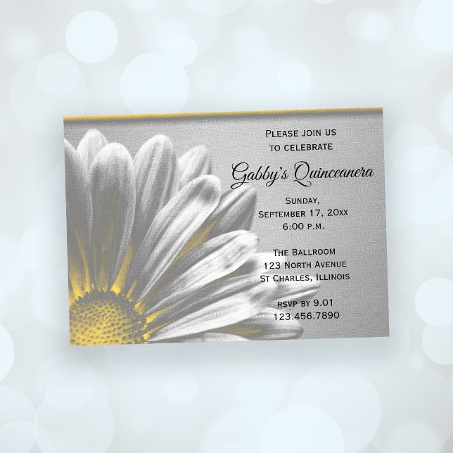 Invitation Jaune Floral Points forts Quinceanera Party (Créateur téléchargé)