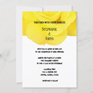 Invitation Jaune Floral Rose tendance Noir Blanc Cute Mariage
