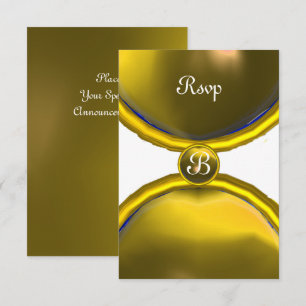 Invitation JAUNE GEM GOLD MAGIE RINGS MONOGRAM rsvp