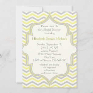 Invitation Jaune gris chevron zigzag mariage douche nuptiale