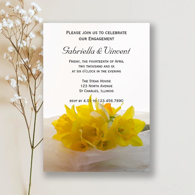 Invitation Jaune jonquille sur la fête d'engagement du printe (Créateur téléchargé)