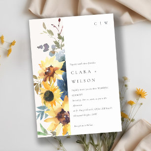 Invitation Jaune Mariage floral de la marine Sunflower