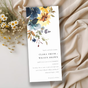 Invitation Jaune Mariage floral de la marine Sunflower
