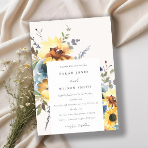 Invitation Jaune Mariage floral de la marine Sunflower