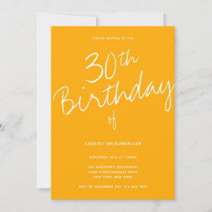 Invitation Jaune minimaliste 30e anniversaire