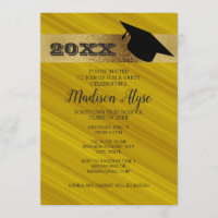 Jaune Moutarde avec Or et Chapeau de Réussite Fête