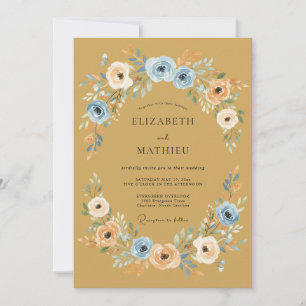Invitation Jaune Moutarde Mariage Automnal Vibrant