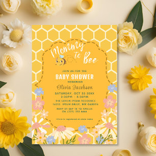 Invitation Jaune, neutre pour le genre Maman to Bee baby show