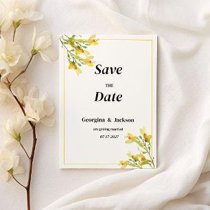 Invitation Jaune orange vert printemps floral Enregistrer la 