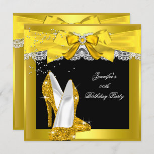 Invitation Jaune Parties scintillant or haute talon chaussure