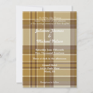 Invitation Jaune Plaid Stripes Chic Mariage