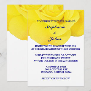 Invitation Jaune Rose Marine Bleu Blanc mignon Mariage tendan