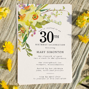 Invitation Jaune rustique Boho Jaune 30e anniversaire