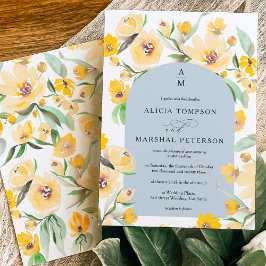 Invitation Jaune rustique Parche fleurie arc chic mariage