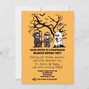 Invitation JAUNE SPOOKTACULAR Halloween fête d'anniversaire