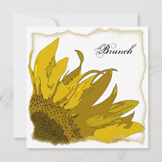 Invitation Jaune Sunflower Corner Post Mariage Brunch (Devant)