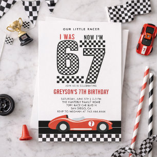 Invitation J'avais 6 ans maintenant j'ai 7 ans garçon de voit