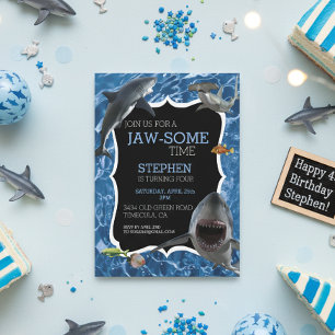 Invitation Jaw-Some Temps Grand Requin Blanc Anniversaire 