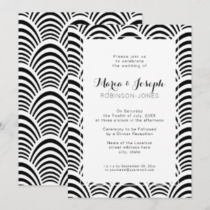 Invitation Jazz Age Art Déco Elégance Noir et Blanc